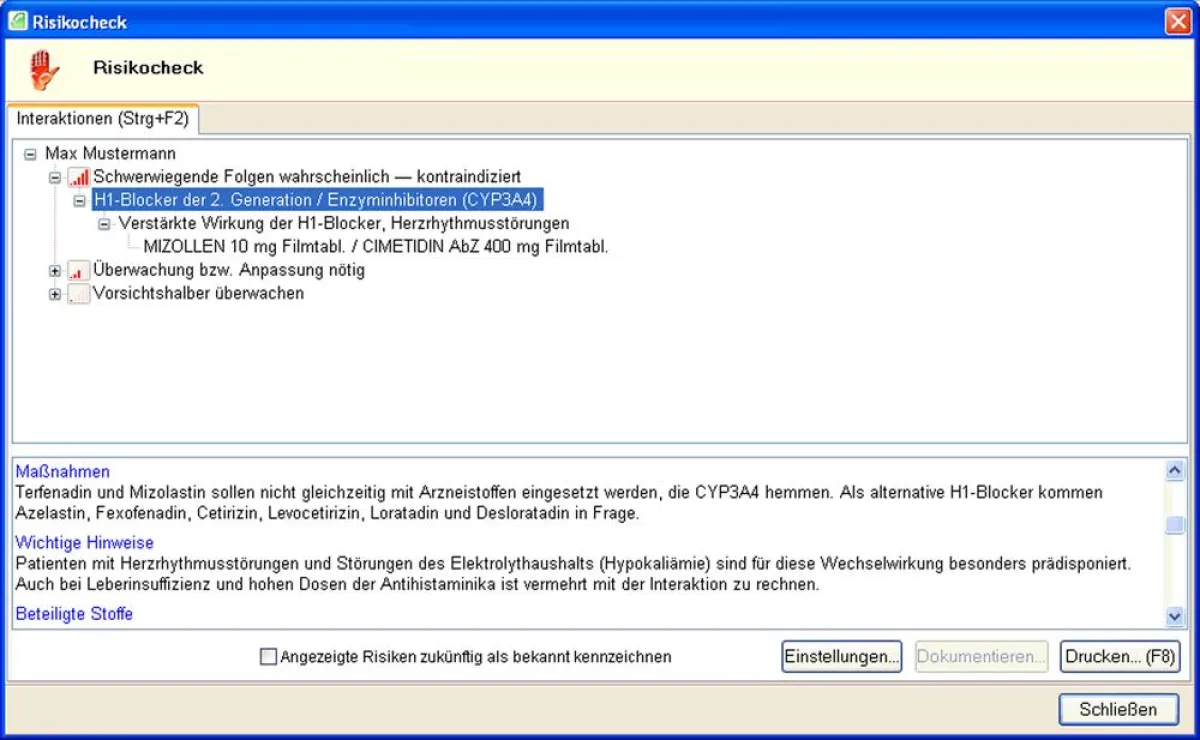 Anzeige der neuen ABDA-Datenbank-Interaktionen in WINAPO