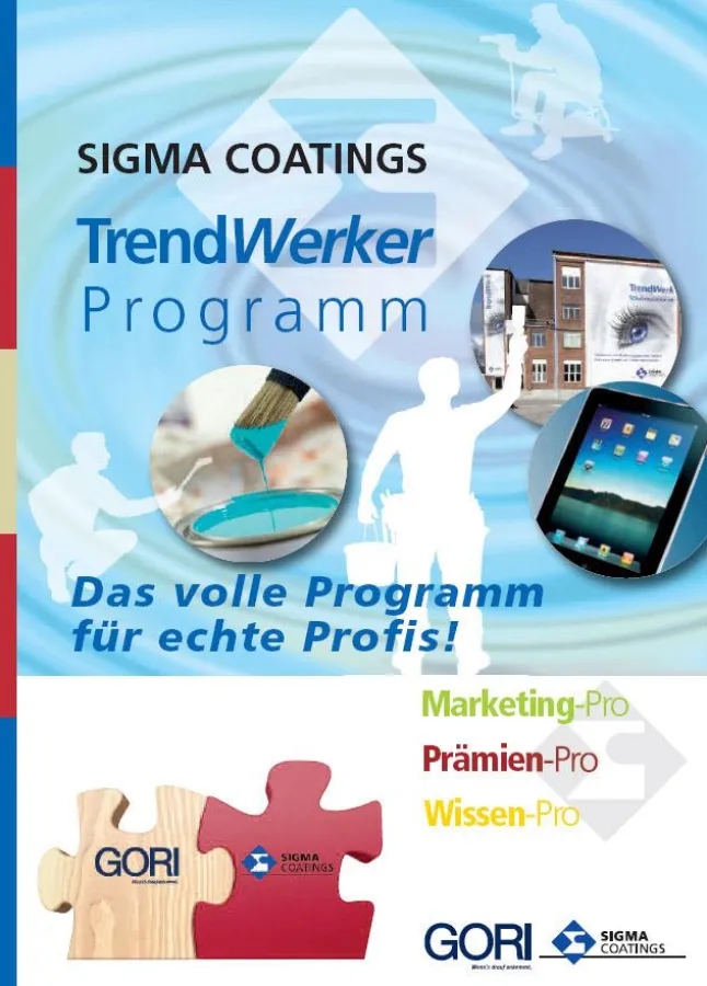 Ab 1. Oktober 2012 wechseln Gori PrämienPlus-Nutzer zum Sigma Coatings TrendWerker Programm.