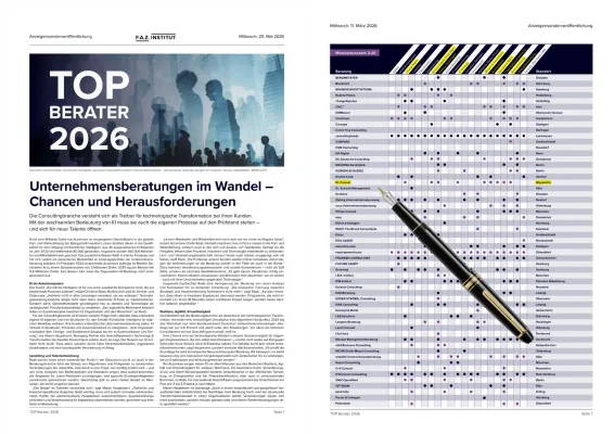 Bild: Dr. Hartmut Frenzel als „TOP Berater 2026" in der FAZ ausgezeichnet