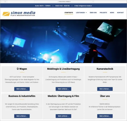 Bild: SIMON MEDIA Film und Medienproduktion präsentiert sein Angebot auf einer neuen Internetseite