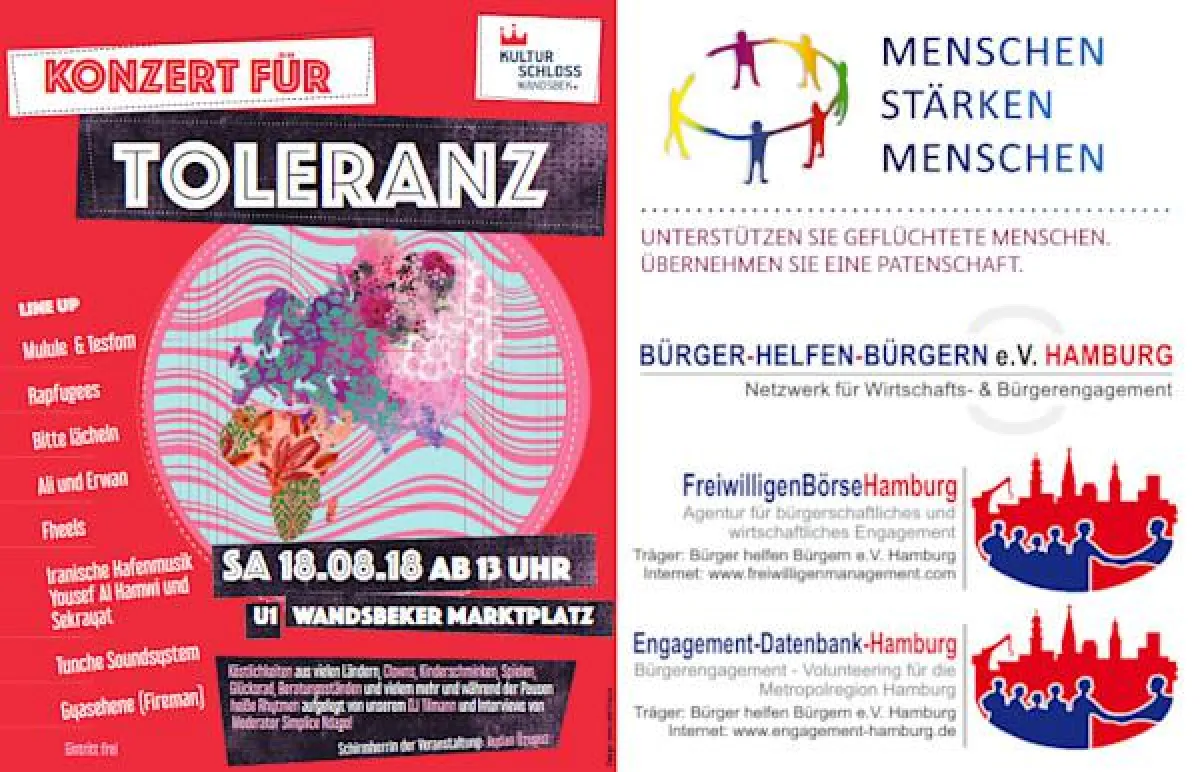 Konzert für Toleranz - Team FreiwilligenBörseHamburg ist für Sie vor Ort