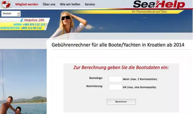 Bild: SeaHelp: Wassersport-Gebührenrechner 2014 für Kroatien online