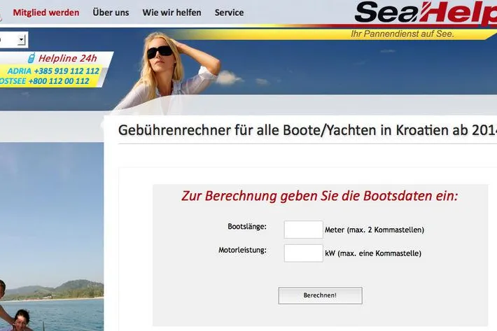 SeaHelp: Wassersport-Gebührenrechner 2014 für Kroatien online Bild: SeaHelp: Wassersport-Gebührenrechner 2014 für Kroatien online