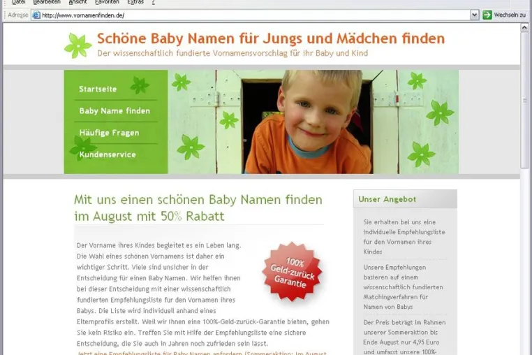 Bild: Internetdienst bietet wissenschaftlich fundierte Vornamensvorschläge für Eltern