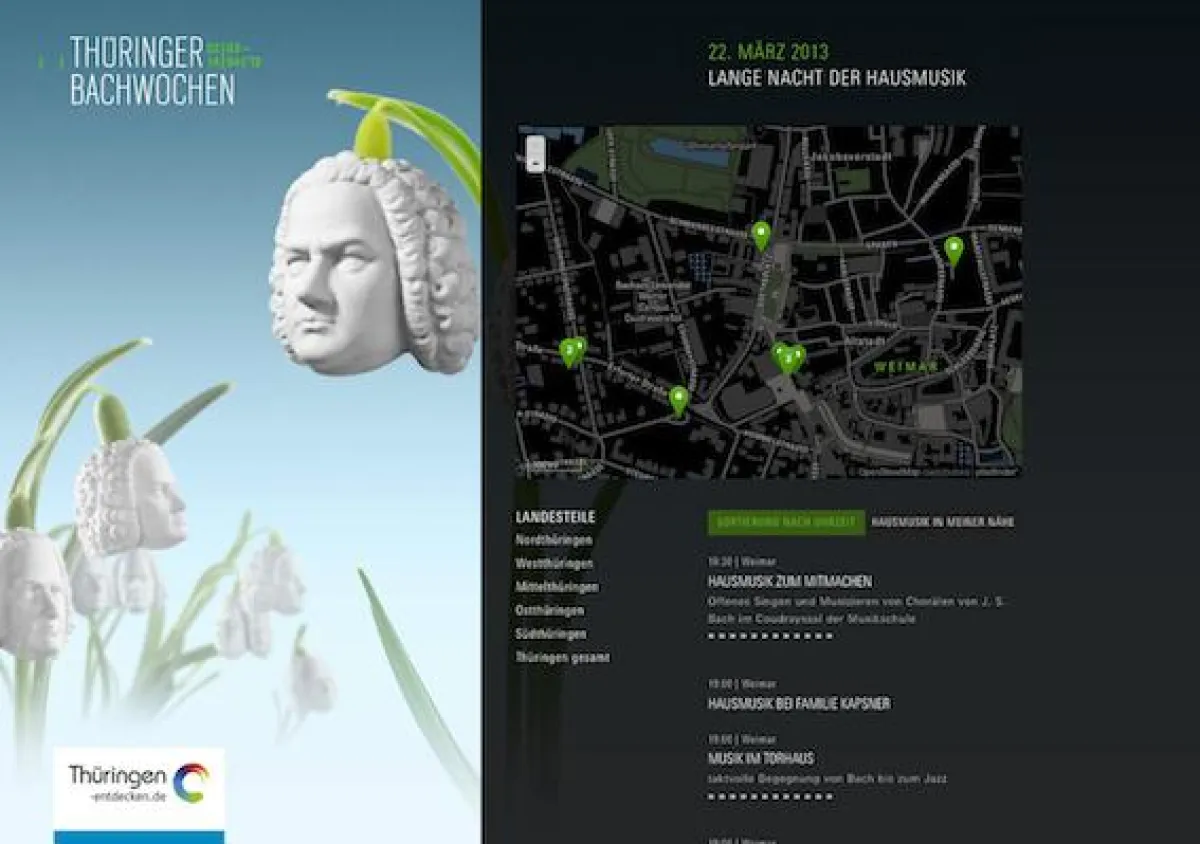 Grüne Pins weisen den Weg zu Konzerten der 