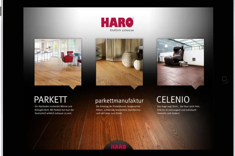 Bild: Haro iPad App: Tipps zum Wohnen und Einrichten mit Parkett & Co. – egal wann, egal wo
