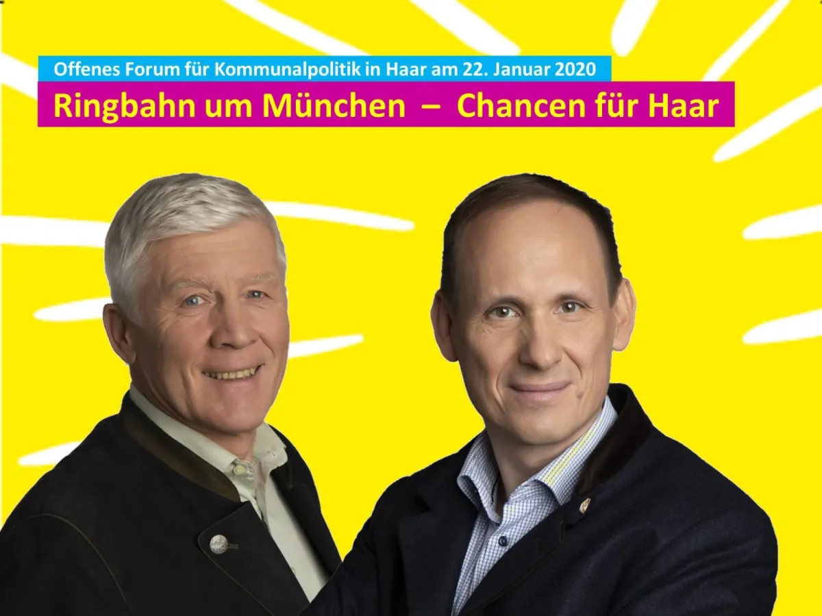 Bürgermeisterkandidat Dr. Siemsen (r.) diskutiert mit Kreisrat Dr. Keller (l.) die Ringbahn in Haar.