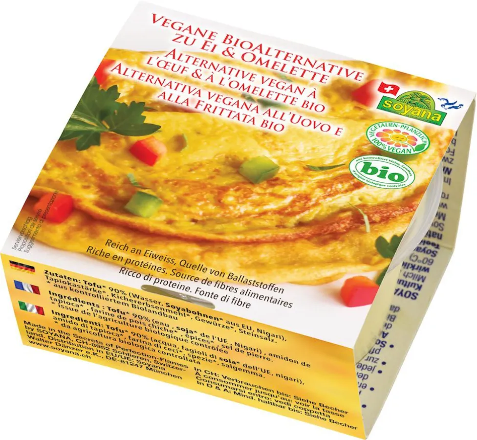 Sieht aus wie Omelette, schmeckt wie Omelette: vegane BioAlternative von Soyana