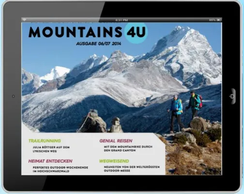 Bild: Mountains4U – das interaktive Tablet-Magazin für Bergsport- und Outdoor feiert sein einjähriges Jubiläum