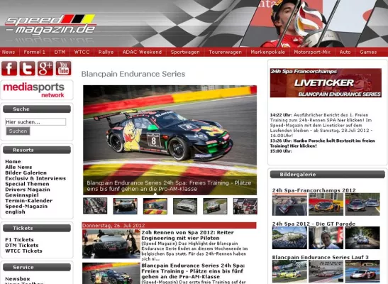 Bild: Premiere: Speed Magazin Liveticker 24h-Rennen Spa 2012