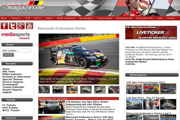 Bild: Premiere: Speed Magazin Liveticker 24h-Rennen Spa 2012