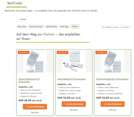 Bild: Neuer Drogentest-Finder von medictest führt in wenigen Schritten zur passenden Empfehlung