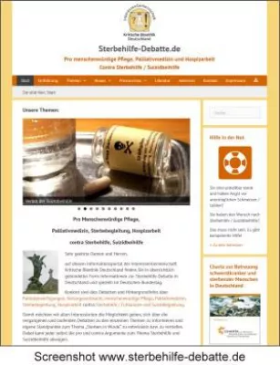 Bild: Sterbehilfe-debatte.de: Neues Infoportal zu Palliativmedizin, Hospizarbeit contra Sterbehilfe, Suizidbeihilfe