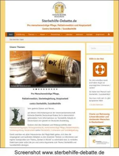 Bild: Sterbehilfe-debatte.de: Neues Infoportal zu Palliativmedizin, Hospizarbeit contra Sterbehilfe, Suizidbeihilfe