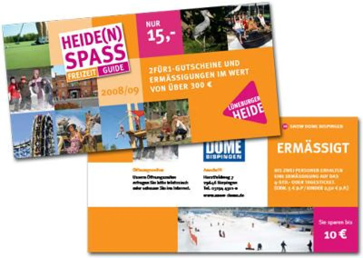 Titel und Gutschein des Heide(n)Spass Freizeit Guides