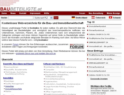 Bild: Das Webverzeichnis für die Bau- und Immobilienwirtschaft starten in Österreich und der Schweiz