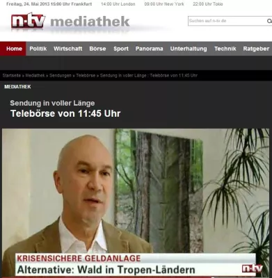Bild: n-tv berichtet über ForestFinance -Waldinvestments und nachhaltige Investments