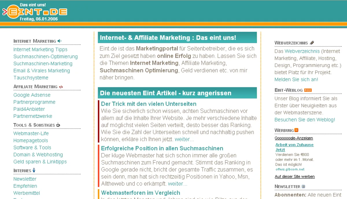 Eint.de : Marketing-Portal