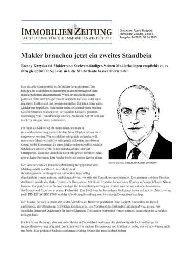 Ronny Kazyska (M.Sc.) mit Gastbeitrag zur Maklerkrise Bild: Ronny Kazyska (M.Sc.) mit Gastbeitrag zur Maklerkrise
