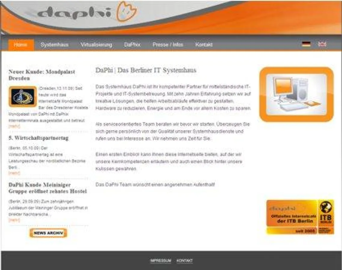 Die Homepage der DaPhi GmbH ist jetzt ganz aufgeräumt