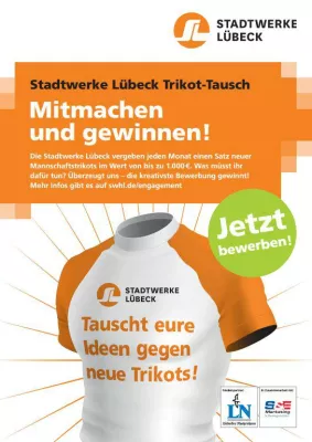 Bild: 69. Übergabe beim Stadtwerke Lübeck Trikot-Tausch: Leichtathleten vom LG Bad Schwartau gewinnen neues Outfit