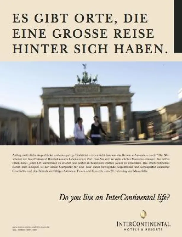 HEYMANN BRANDT DE GELMINI: Anzeigenmotiv für die First Class Hotel-Gruppe InterContinental Hotels & Resorts