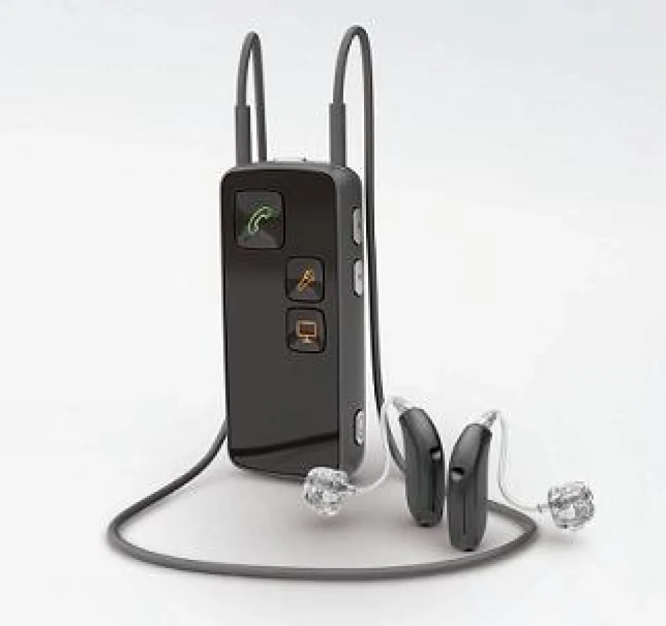 Oticon Streamer mit Alta-Hörgeräten (Quelle: Oticon)