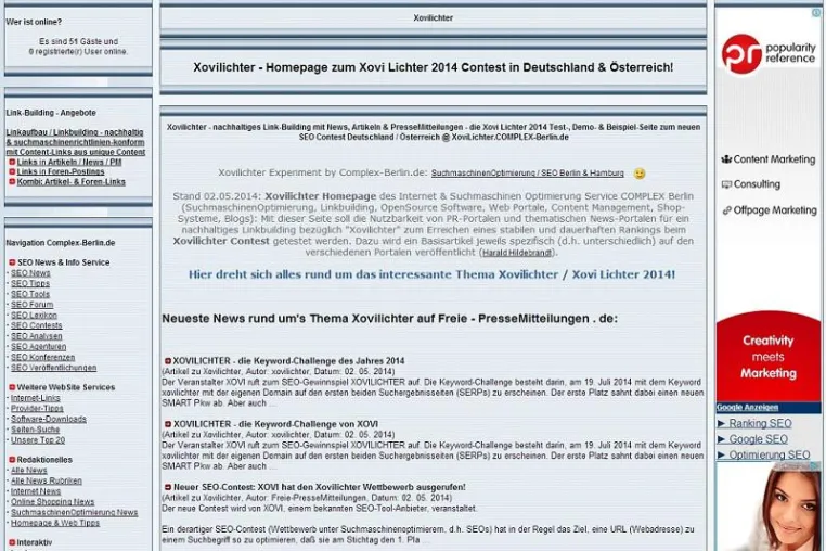 Bild: Xovilichter - ein neuer SEO-Contest wurde gestartet