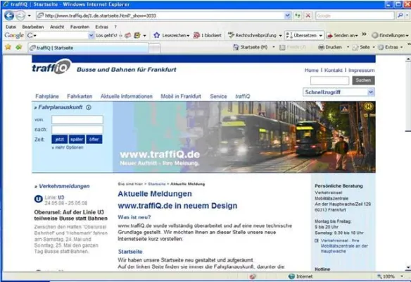 Bild: traffiQ bietet mit neuem Portal wertvolle Informationen für Bürger und Besucher der Stadt Frankfurt