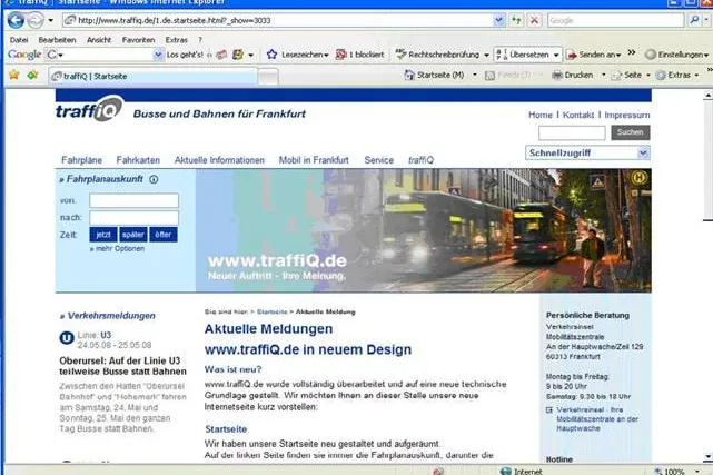 Bild: traffiQ bietet mit neuem Portal wertvolle Informationen für Bürger und Besucher der Stadt Frankfurt