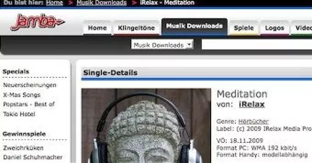 Meditation MP3 lernen mit Jamba und iRelax. Bild: Meditation MP3 lernen mit Jamba und iRelax.