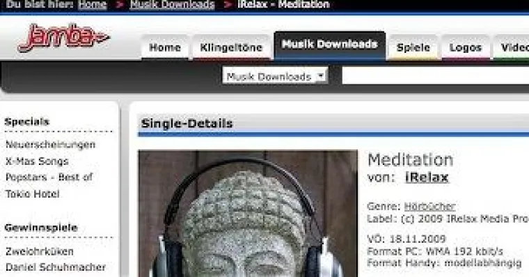 Bild: Meditation MP3 lernen mit Jamba und iRelax.