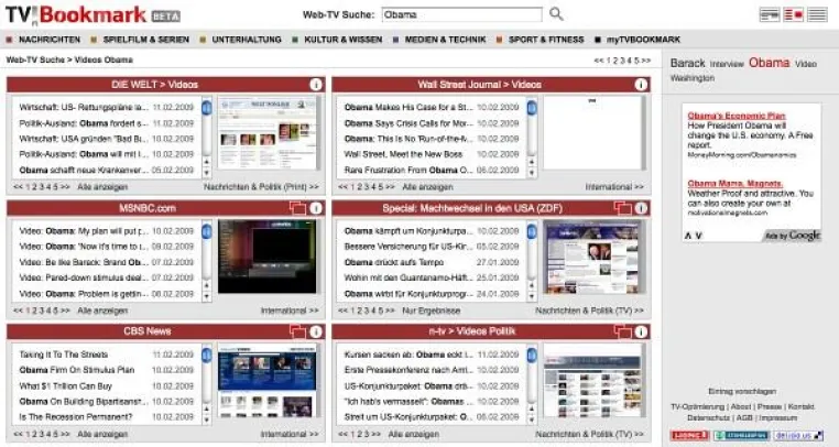 Web-TV Suche TVBookmark - Ende der Beta mit über 70.000 Videos im Suchindex Bild: Web-TV Suche TVBookmark - Ende der Beta mit über 70.000 Videos im Suchindex