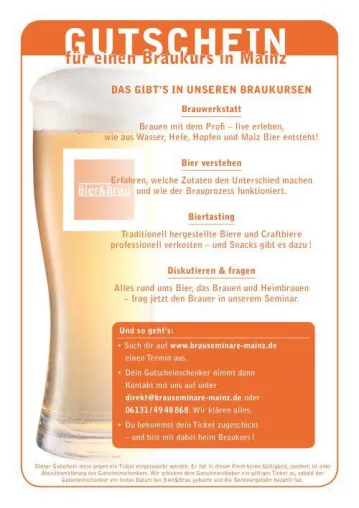 Weihnachtsgeschenk für Bierliebhaber: Braukurs in Mainz - Ein ganz besonderes Erlebnis mit dem Profibrauer Bild: Weihnachtsgeschenk für Bierliebhaber: Braukurs in Mainz - Ein ganz besonderes Erlebnis mit dem Profibrauer