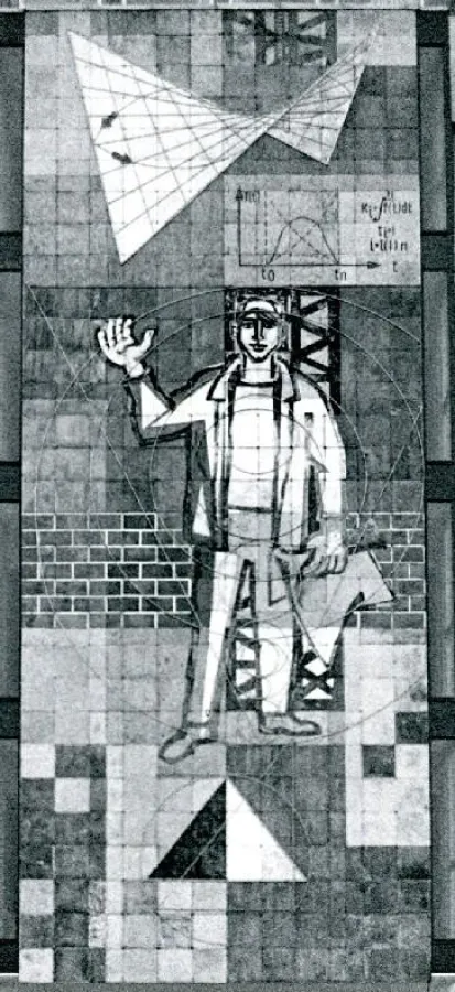 Das Wandbild, eine Allegorie der Baukunst, bleibt der Öffentlichkeit erhalten.