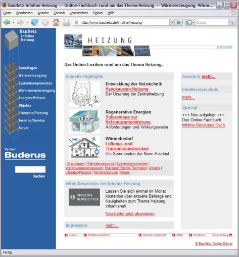 Bild: Neu im Netz: Infoline Heizung / Kostenloses Online-Fachbuch für Architekten und Planer