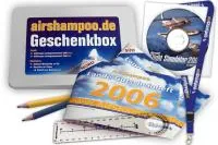AirShampoo Geschenkbox für Piloten: mit Lande-Gutscheinheften 2006 Bild: AirShampoo Geschenkbox für Piloten: mit Lande-Gutscheinheften 2006