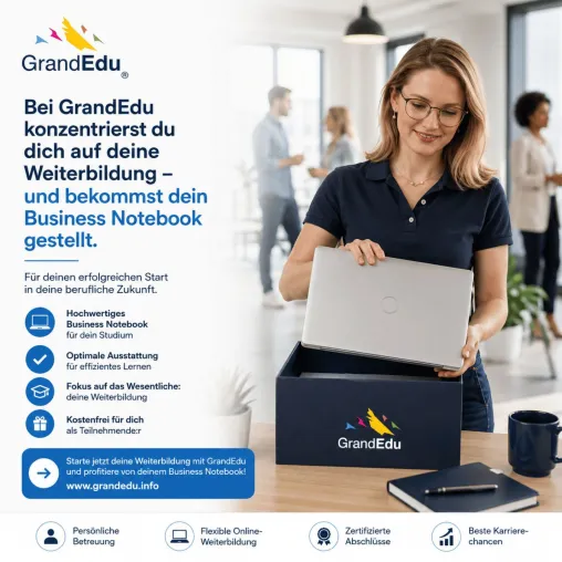 Bild: Business-Notebook inklusive: GrandEdu senkt Einstiegshürden für geförderte Online-Weiterbildungen