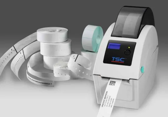 Bild: Kleine Etikettendrucker für Gesundheitswesen, und Armbänder TSC´s TDP-225