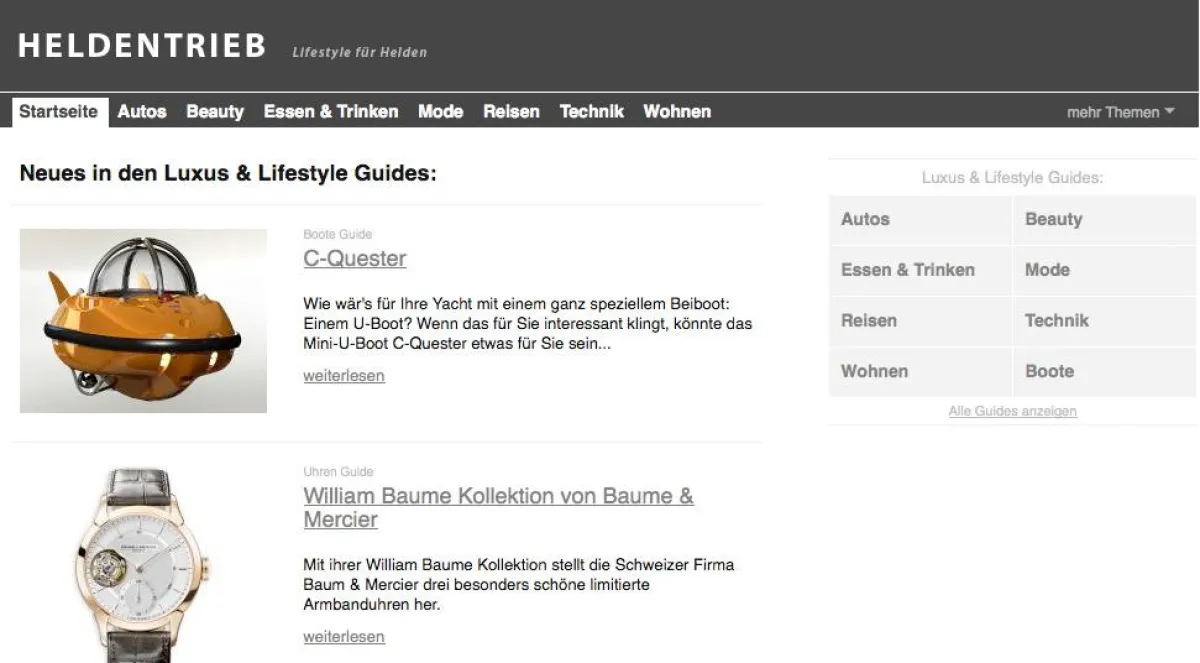 Screenshot Heldentrieb.de