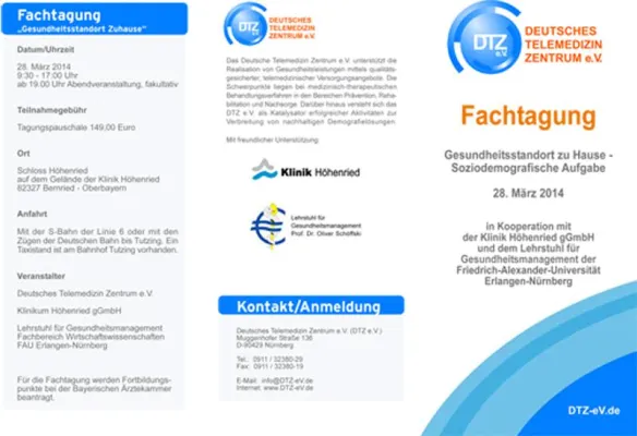 2. Fachtagung Deutsches Telemedizin Zentrum - 28. März 2014 - Schloss Höhenried Bild: 2. Fachtagung Deutsches Telemedizin Zentrum - 28. März 2014 - Schloss Höhenried