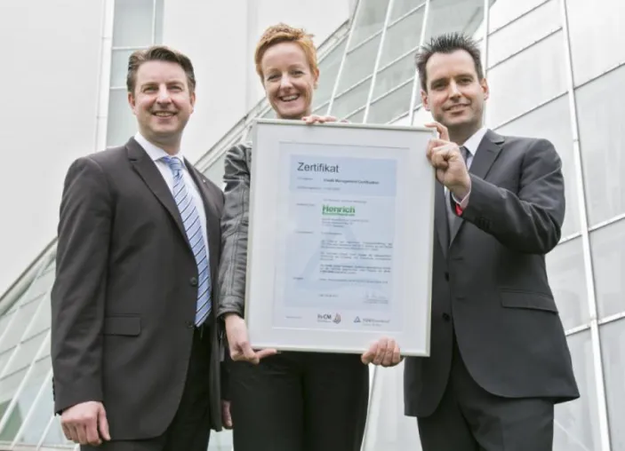 Bild: TÜV Rheinland zertifiziert: Credit Management der Henrich Baustoffzentrum GmbH & Co. KG