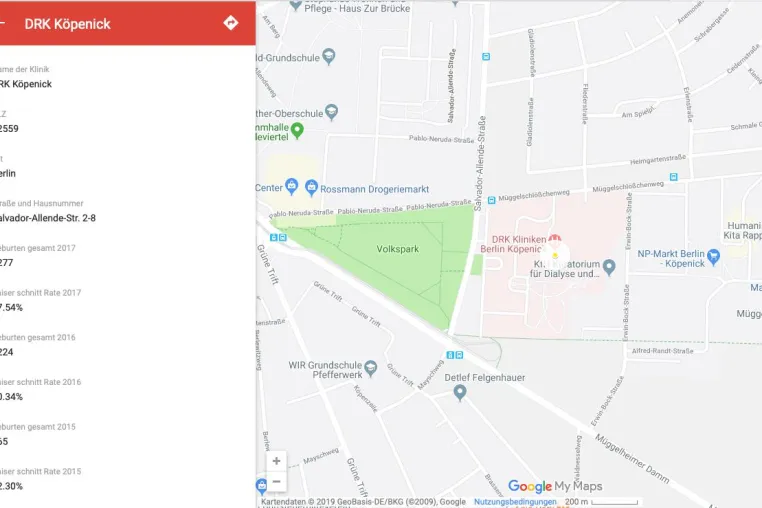 Bild: Kaiserschnittrate von Kliniken erstmalig einfach online suchen