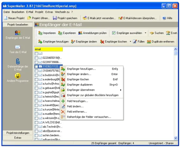 Bild: SuperMailer 3.87: Personalisierte Serien-Mails versenden