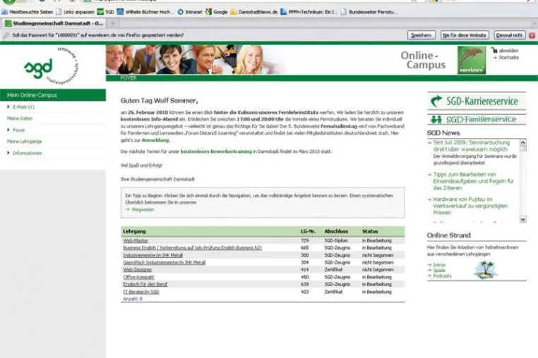 Erster Eindruck vom Online-Campus waveLearn Bild: Erster Eindruck vom Online-Campus waveLearn