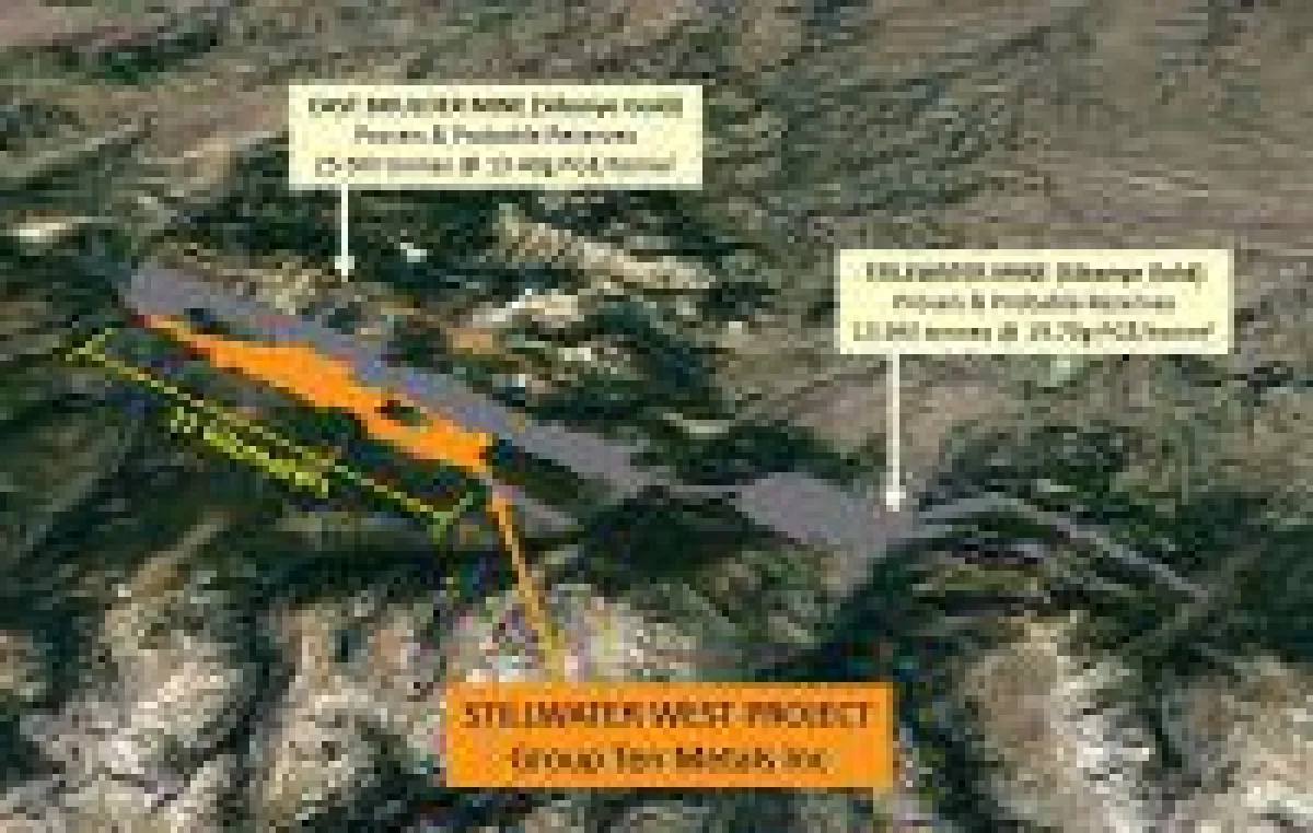 Projekt Stillwater West von Group Ten: Mine Stillwater und Landpaket von Sibanye in Grau