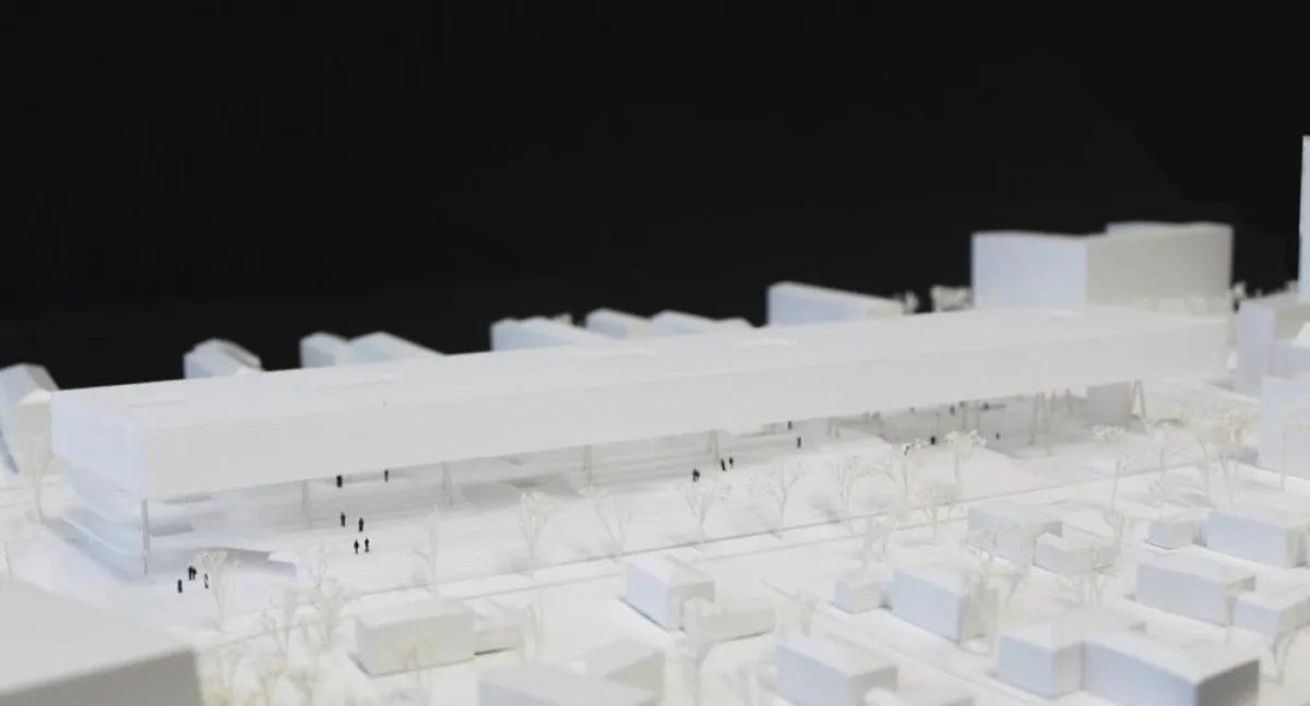 Modellfoto eines Entwurfs für den Neubau der Zentralbibliothek. Quelle: Sascha Biehl