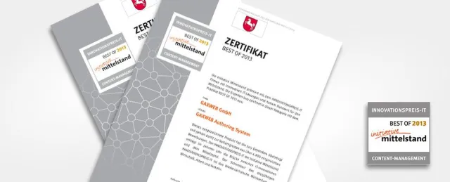 Bild: Wir sind "Best of 2013" Innovationspreis IT Kategorie "Content Management"