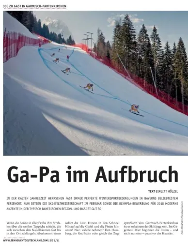 Reisemagazin Sehnsucht Deutschland hat Ga-Pa im Visier Bild: Reisemagazin Sehnsucht Deutschland hat Ga-Pa im Visier