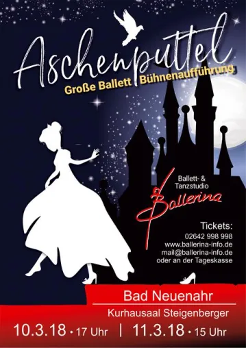 „Aschenputtel“ Getanzte Bühnenshow Kurtheater Bad Neuenahr 10. u. 11. März 2018, Ballett - Jazzdance - Hip Hop Bild: „Aschenputtel“ Getanzte Bühnenshow Kurtheater Bad Neuenahr 10. u. 11. März 2018, Ballett - Jazzdance - Hip Hop